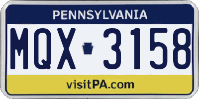PA license plate MQX3158