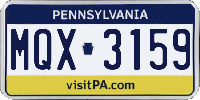 PA license plate MQX3159