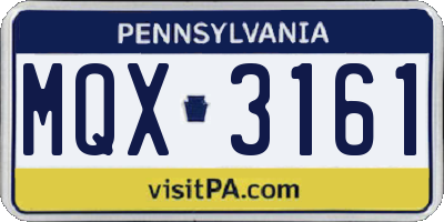 PA license plate MQX3161