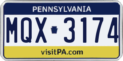 PA license plate MQX3174