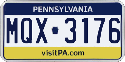 PA license plate MQX3176