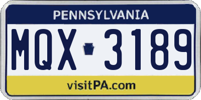 PA license plate MQX3189