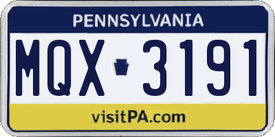 PA license plate MQX3191
