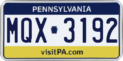 PA license plate MQX3192