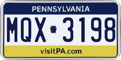 PA license plate MQX3198