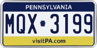 PA license plate MQX3199
