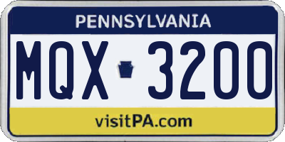 PA license plate MQX3200