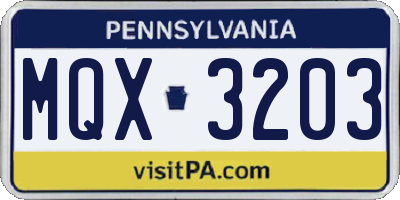 PA license plate MQX3203