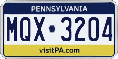PA license plate MQX3204