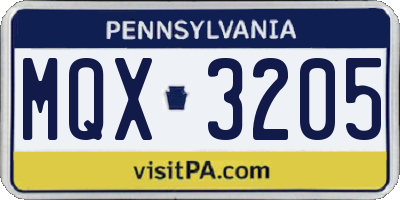 PA license plate MQX3205