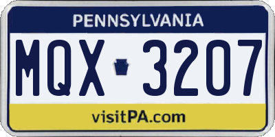 PA license plate MQX3207