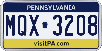 PA license plate MQX3208