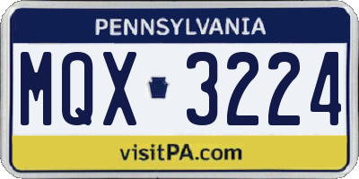 PA license plate MQX3224