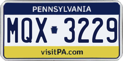 PA license plate MQX3229
