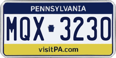 PA license plate MQX3230
