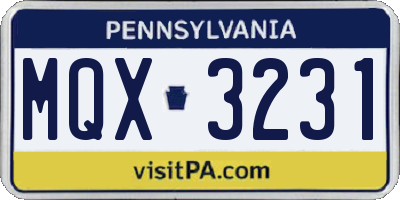PA license plate MQX3231