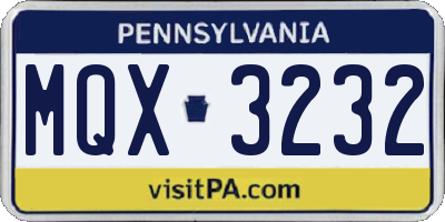 PA license plate MQX3232