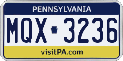 PA license plate MQX3236