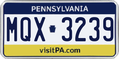 PA license plate MQX3239