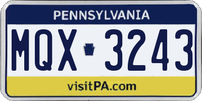 PA license plate MQX3243