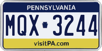 PA license plate MQX3244