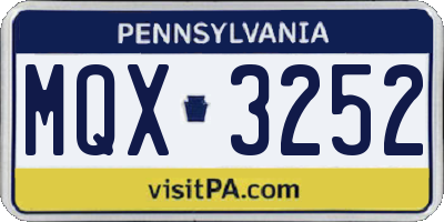 PA license plate MQX3252
