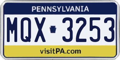 PA license plate MQX3253