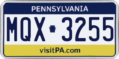 PA license plate MQX3255