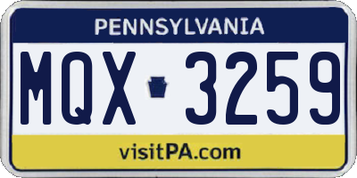 PA license plate MQX3259