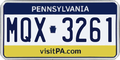 PA license plate MQX3261