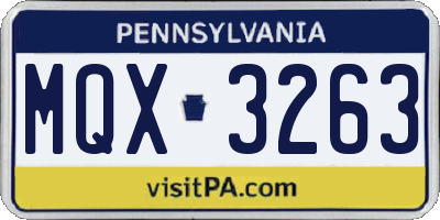 PA license plate MQX3263