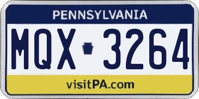 PA license plate MQX3264