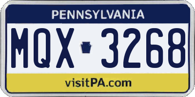 PA license plate MQX3268