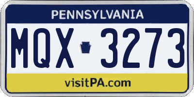 PA license plate MQX3273