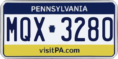 PA license plate MQX3280