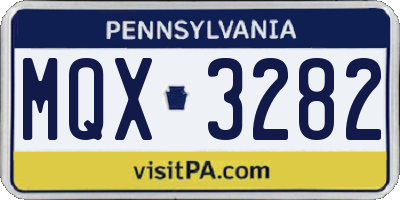 PA license plate MQX3282
