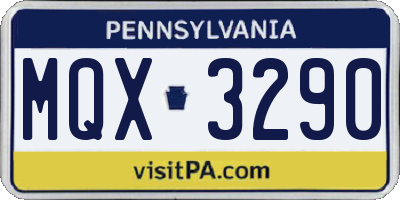PA license plate MQX3290