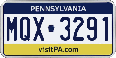 PA license plate MQX3291