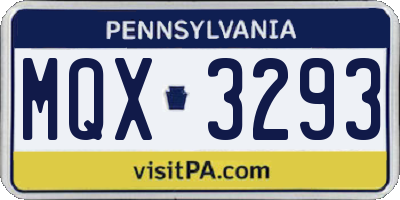 PA license plate MQX3293