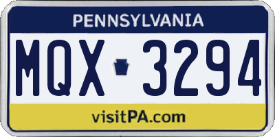 PA license plate MQX3294