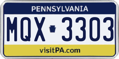 PA license plate MQX3303