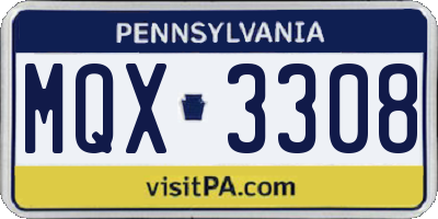 PA license plate MQX3308