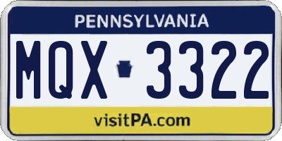 PA license plate MQX3322