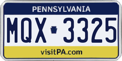 PA license plate MQX3325