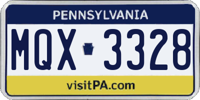 PA license plate MQX3328