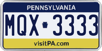 PA license plate MQX3333