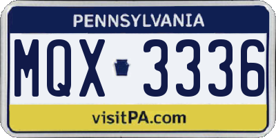PA license plate MQX3336