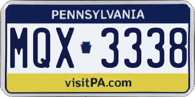 PA license plate MQX3338