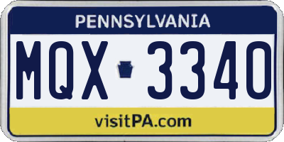 PA license plate MQX3340