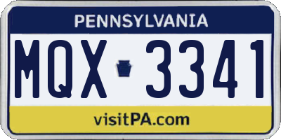 PA license plate MQX3341